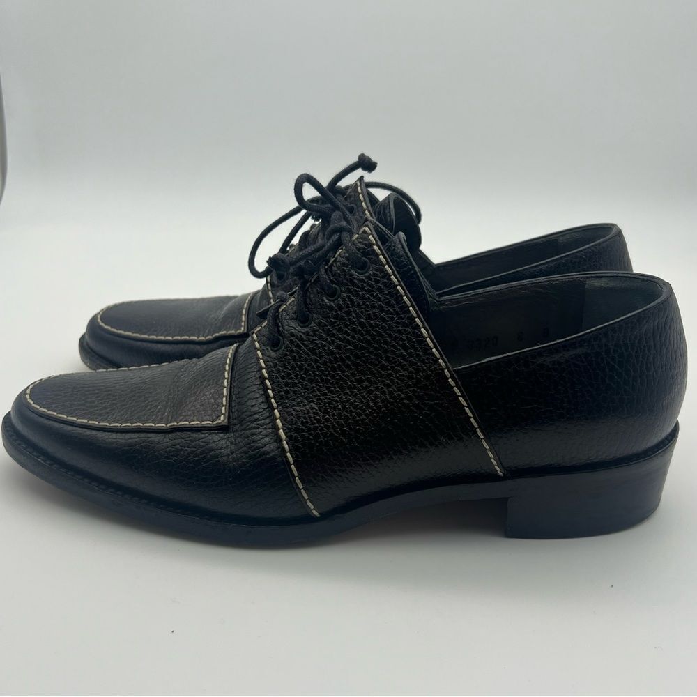 Walter Steiger Dark Brown with cream stitching Vintage Lace Up Loafers size 8 - Picture 6 of 11